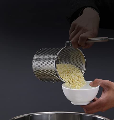 4 Pcs Stainless Steel Pasta Basket Pasta Cooker With Wood Handle Kitchen Mesh Spider Pasta Strainer Dumpling Noodle Strainer Blanching Basket For Pasta, Noodles, Dumpling #TOP3