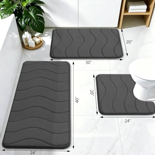 Image of Smiry Memory Foam Bath Mat 32x20, Extra Soft and Absorbent Bathroom Mats