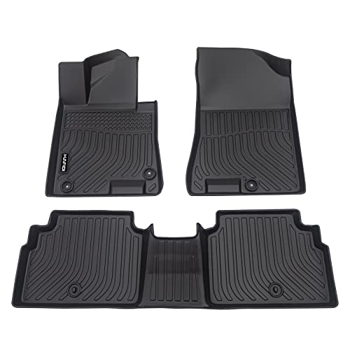 Image of HAFIDI All Weather Floor Mats for Kia K5 2021-2026 (Only FWD Models) & Hyundai Sonata & Sonata Hybrid Car Floor Liners, Fits 1st & 2nd Row Full Set TPE Custom Accessories, Black