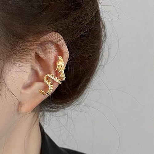 Orecchini Swarovski Orecchino A Polsino Con Drago Alato D'oro: Orecchio