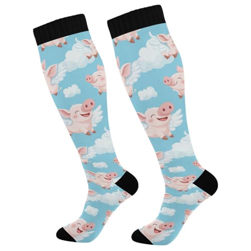 Image of Wusikd Blue Yellow Monster Trucks Compression Socks for Women and Men Circulation Long Socks for Athletic Running 1