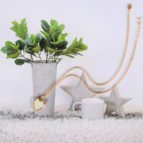 Heart Locket Necklace, Silver Plating With Heart Mother Of Pearl For Women4