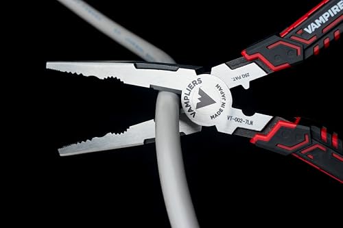 Image of VAMPLIERS CAIMAN 7.5 inch Stripped Screw Extractor Needle Nose Pliers. Made in Japan. Multipurpose Long Nose Screw Removal Plier with Wire Cutter & Crimper