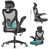 Chaise de Bureau - Fauteuil de Bureau ergonomique avec support lombaire & accoudoirs & Appuie-tête réglables, Fauteuil d'ordinateur pivotant à haut dossier confortable pour bureau à domicile Noir