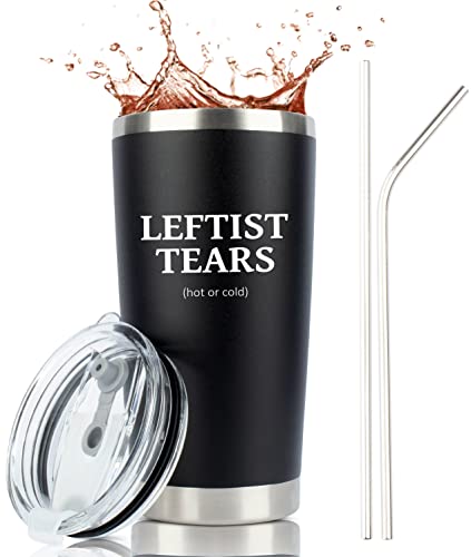 Leftist Tears Tumbler | Stainless Steel Tumbler/Mug with Lid for Coffee/Cold Drinks | Liberal Tears Mug for Men | Funny Unique Republican Gifts Conservative (20 Ounce)