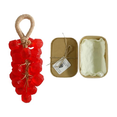 Bloque de jabón en forma de uva hecho a mano, fórmulas de aceite de coco natural con cuerda para colgar, decoraciones de baño para la piel, regalos cuidadosos, forma hecha a mano, ingredientes