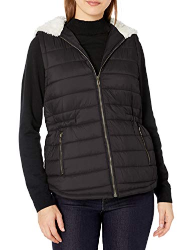 Jack by BB Dakota Junior's take on me Quilted Vest with Faux Fur Hood, Black, Medium