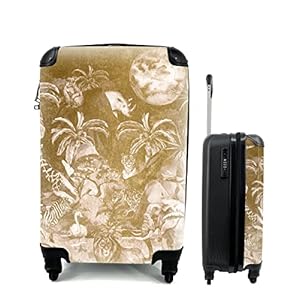 MuchoWow® Koffer – Jungle – Goud – Kinderen – Planten – Dieren – Past binnen 55x40x20 cm en 55x35x25 cm – Handbagage – Trolley – Fotokoffer – Cabin Size – Print