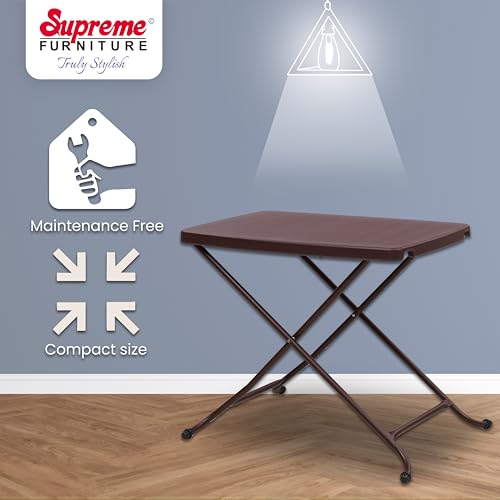 Image of Supreme Furniture Civic Multi-Purpose 3 Height Adjustable Rectangle Plastic Table,Portable for Study, Office, Work from Home, School, Living, Laptop, Bed, Indoor & Outdoor(G-Brown)