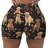 incrocio cane corso labrador Copertura adatta agli squat: l'elasticità di supporto aiuta a ridurre la guida durante l'allenamento, funziona bene come pantaloncini da motociclista con stampa di zampe di cane Labrador da donna, pantaloncini da motociclista da donna e pantaloncini da motociclista da donna per sessioni di palestra e giornate cardio