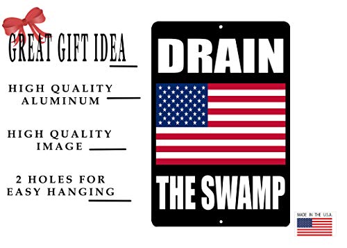 Rogue-River-Tactical-Donald-Trump-Metal-Tin-Sign-Wall-Decor-Man-Cave-Bar-Drain-The-Swamp-USA-Flag