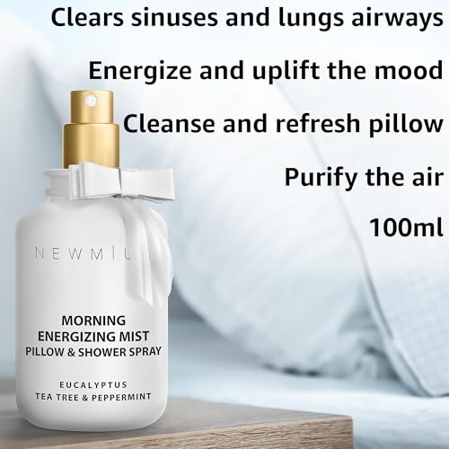 Energizing Shower & Pillow Spray Peppermint Eucalyptus Tea Tree Essential Oils Natural Fast Acting Aromatherapy Mist for Relaxation Calming Stress Clear Sinus Cooling Relief Luxury Self Care Gift - Image 4