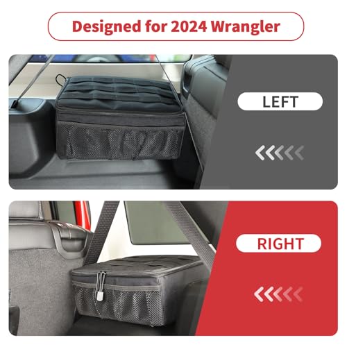 Linskip for 2024-2025 Jeep Wrangler Storage Trunk Organizer, Wheel Well Storage Bag Compatible with 2024 2025 Jeep Wrangler JL, Bolted Straps-Grid Organizer-Mesh Cargo Net-Multi Compartment