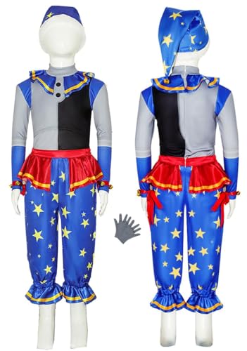 Vioyrie Five Nights Clown Costume Moon Sun Cosplay Outfits Halloween Circus Stage Uniform Suit (Blue X-Large)