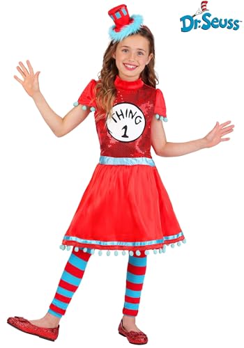 Disfraz Dr Seuss Thing 1 y 2 para niña con gorro y medias miniatura 2