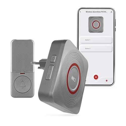 EMOS GoSmart - Smart Home Funkklingel/Türklingel Set mit App - WiFi - kabellos, 52 Melodien, 150m Reichweite, 4 Lautstärken bis 110 dB - inkl. Batterie - silbern