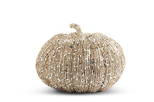 K&K Interiors 40610C 8 Inch Champagne Glitter Pumpkin #TOP3