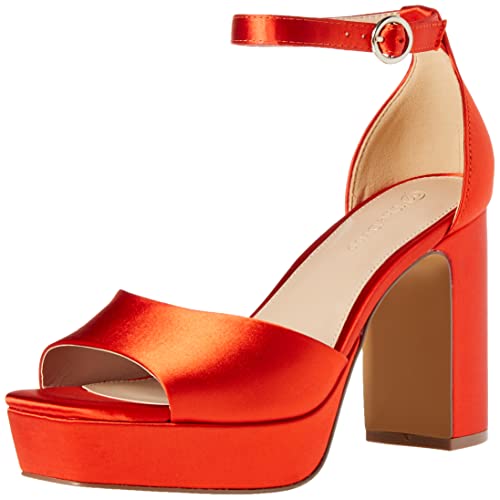 The Drop Women's Hamalie Platform Sandal Fiesta Red Satin, 5.5