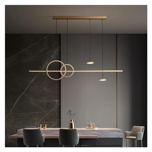 Lustre LED cuisine moderne en cuivre suspension pour éclairer un îlot central