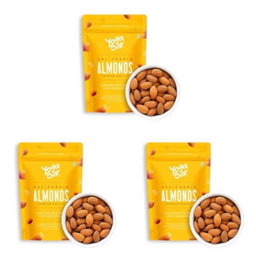 Image of Yogabar Premium California Almonds 500g|Badaam|100% Natural Crunchy Badam Giri|Nuts & Dry Fruits|Rich in Protein, Fibre, Vitamin E, Magnesium & Calcium|Healthy Snacks|Dry Fruit Gift Pack (Pack of 3)