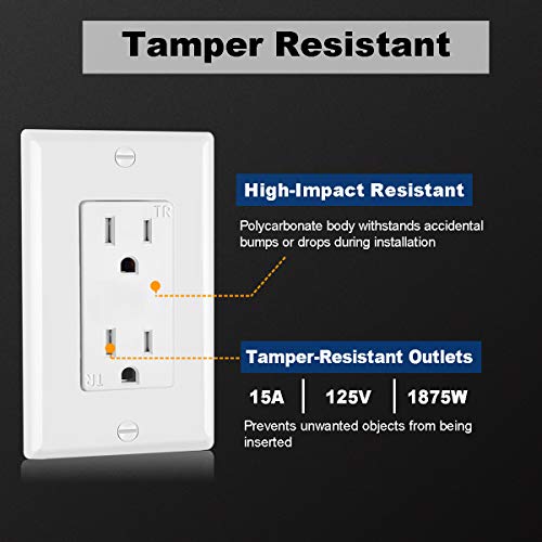 (50 Pack) CML Decor Recetpacle Outlet, Tamper Resistant, 15A/125V, 3-Year Warranty, UL Listed, White