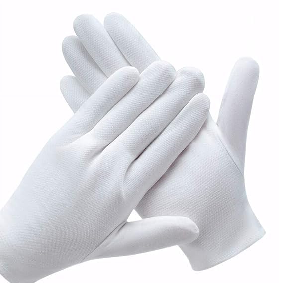 White Cotton Gloves for Inspection, Photo, Jewelry, Silver Coin, Archive, Serving, Costume - Dry Hands, Eczema Moisturizing Spa for Women and Men (2 PAIR)-image-49