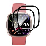 VideoSecu für Panzerglas für Fitbit Versa 3/Versa 4 Schutzfolie, 4 Stück TPU Displayschutz für Sense 2 HD Klar Ultradünn, Stoßfest Schweißresistent mit Blasenfreie Installation für Sport