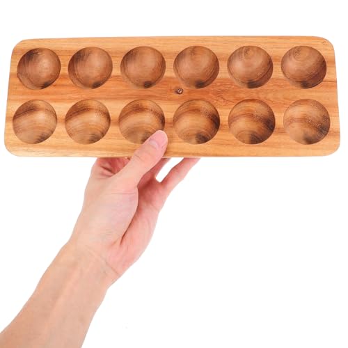 Huevera de madera rectangular con 12 cavidades para almacenamiento de huevos 3