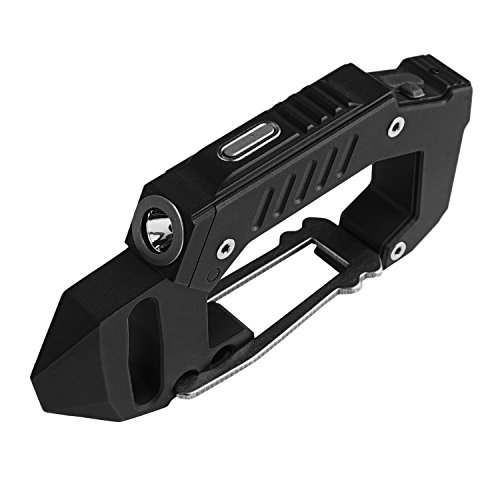 MecArmy FL10 TC4 Titanium USB Rechargeable Flashlight, 360 Lumens Innovate EDC Carabiner Flashlight, Lightweight Multifunctional Keychain Flashlight with Bottle Opener (Black Vintage)