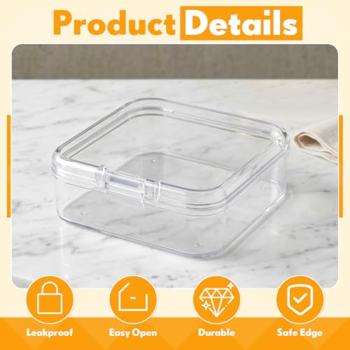 Image of Jetec 120 Pieces Mini Plastic Clear Beads Storage Containers Box for Collecting Small Items, Beads, Jewelry, Business Cards, Game Pieces, Crafts (2.1 x 2.1 x 0.8 Inch)