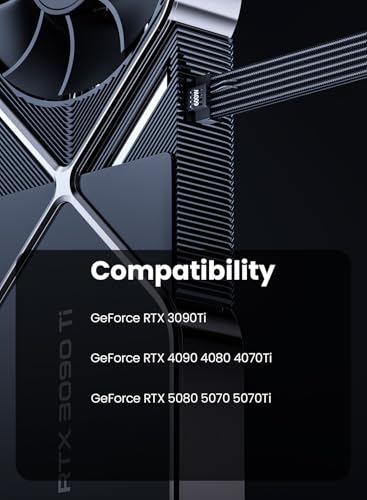 Fasgear PCI-e 5.0 Extension Cable - 1ft 16 Pin(12+4) Male to PCIE 5.0 3x8Pin Female Sleeved Extension Cable with 4 Cable Combs - 12VHPWR Cable Compatible for GPU 3090Ti & RTX 4000 Series (16AWG/Black)