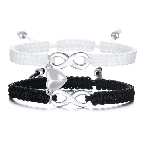 PRAOFRT 2 pezzi Amore Eterno Bracciali Coppia, Bracciale Coppia Regalo, Regalo per Lei e Lui, Braccialetti Amicizia Yin-Yang, Bracciale Eternity Infinito