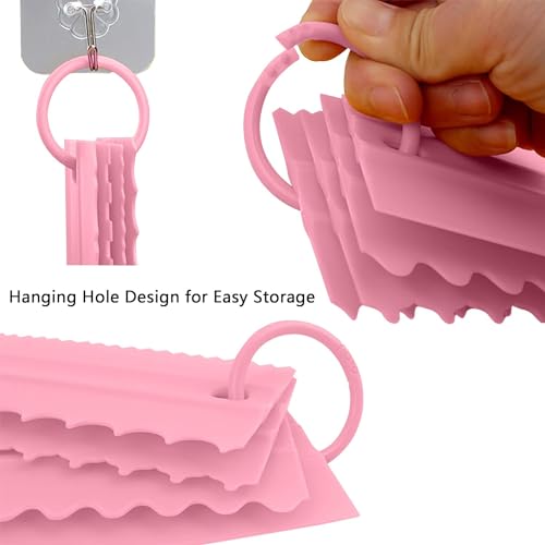 Image of Jamboree!!! 4PCS Cake Scraper Set, Cake Edge Scraper Cutters, Cake Scraper Comb Cream Scraper Tool for Cake Cream Baking (Pink)