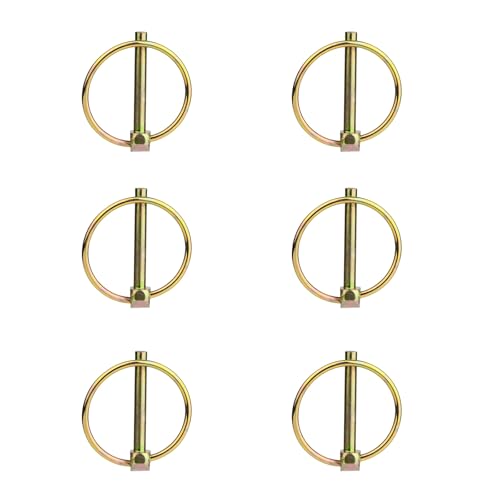 6PCS Heavy Duty PTO and Hitch Lynch Pins, Clip and Cast Iron Pull Ring &amp; Positioning Pin for Trucks, Tractors, Hand Carts, Towing Mowing,Lawn Mowers &amp; Trailers（3/16’’ *1-7/16’’）