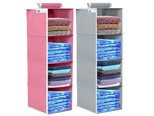 Image of Hanging Organizer (Grey Pink, Pack of 2 (4 Shelf))