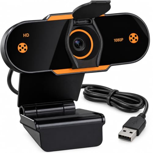 Webcam Full HD 1080p com Microfone Duplo e Redução de Ruído, Capa de Privacidade, Correção de Luz, USB Plug and Play, Lente 100° para PC, Notebook, Home Office e Aulas Online
