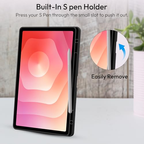 Image of Robustrion Cover Case for Samsung Galaxy Tab S11 11 inch Cover with [S-Pen Holder], Hybrid Flip Cover Case for Samsung S11 Tablet 11 inch with Transparent Back [Auto Sleep Wake] - Black