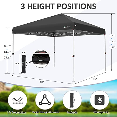 Homdox 10X10 Pop Up Canopy With Sidewalls, Instant Outdoor Tent Canopy With Wheeled Bag, Portable Party Tent Gazebo, Adjustable Height, Best For Backyard/Beach/Bbq/Commercial Event, Black #TOP3