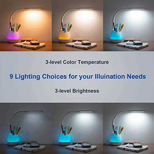 YOUKOYI LED Schreibtischlampe Kinder LED Lernlampe mit Schreibstifthalter Augenpflege Tischlampe dimmbar… – Bild 4