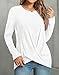 HOTGIFT Womens Tunic Tops Long Sleeve Shirts Fall Winter Casual Crewneck Sweaters Front Twist For Leggings White Medium