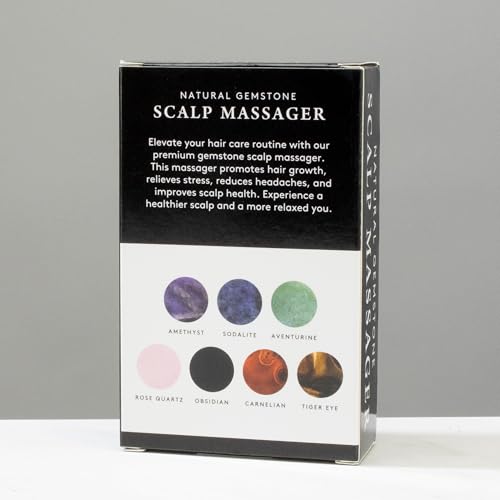 KALIFANO Massageador de couro cabeludo de jaspe vermelho para massagem energizante na cabeça, alívio