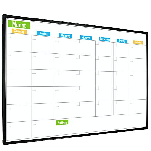 Preisvergleich Produktbild Lockways magnetisch Monatplaner Kalender Whiteboard- 60x90cm Schreibtafel Weißtafel schwarz Alurahmen für Schule, Wohnung und Büro