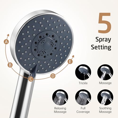 KES Handheld Shower Head 30-Inch Shower Slide Bar and 59-Inch Hose, 5-Function Adjustable Shower Head with Wall Mount Shower Slide Bar Set 18/8 Stainless Steel, Polished Finish F209S78-PS-C1 by KES - Image 7