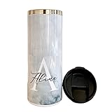 Manufaktur Liebevoll Thermobecher mit Namen | stilvoller Isolierbecher mit Anfangsbuchstaben und Namen I Personalisiertes Geschenk | verschiedene Motive zur Auswahl (Motiv Aline)