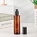 2PCS 100ML/3.4oz Amber Frosted Glass Emulsion Pump Bottle Empty Dispensers Bottle Makeup Packing Storage Container with Black Cap for Essential Oil Foundation Cream Lotion