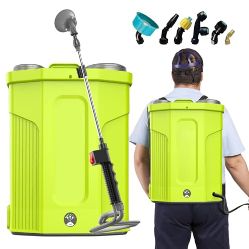 Pulverizador a Batería 16L | 6 Boquillas Intercambiables | Lanza Extensible | Batería de Larga Duración | Mochila Pulverizadora Eléctrica para Herbicidas, Fertilizantes y Jardinería