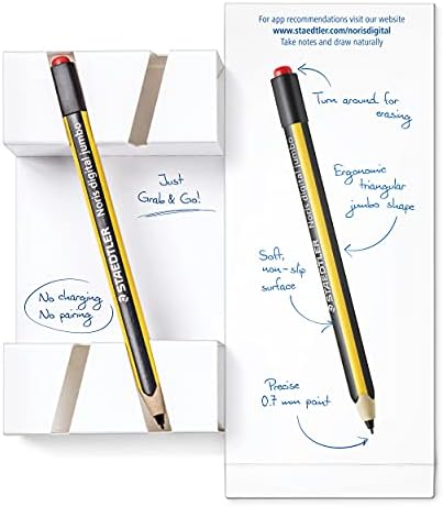 STAEDTLER Noris digital jumbo 180J 22. EMR Stylus with soft digital eraser. For digital writing, drawing and erasing on EMR equipped displays (Please check the compatibility list before purchase)