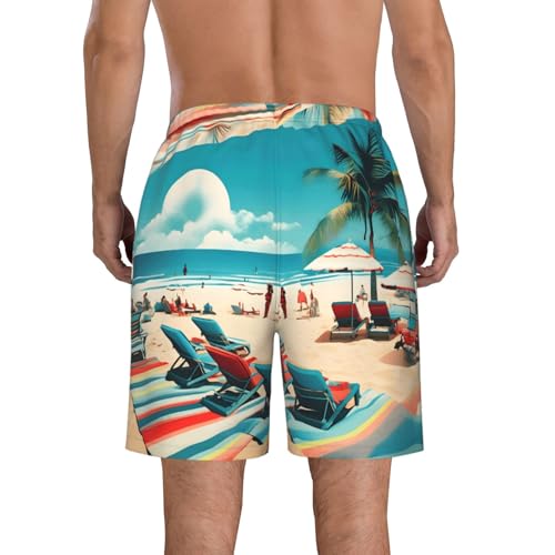Beach Scenerys Print Mens Casual Shorts Drawstring Summer Beach Stretch Shorts Novelty Swimtrunks3