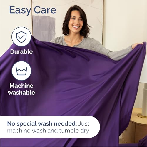 Image of Cal King 6 Piece Bed Sheet Set - Soft, Breathable & Cooling Sheets - Purple | Ultra-Soft Hotel Luxury Bedding Set with 8-16 Inch Deep Pockets, 1 Flat & 1 Fitted Sheet & 4 Pillowcases, Wrinkle & Fade Free