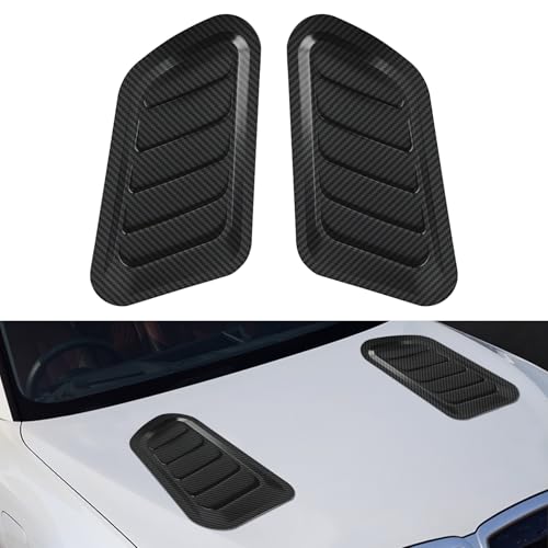 Surosha 2PCS Car Hood Vents, Hood Scoops for Cars, Decorative Intake Scoop Turbo Bonnet Vent Cover, Vehicle Decorative Air Flow Intake Trim Cover Accessories for Sedan SUV Truck (Carbon Fiber)